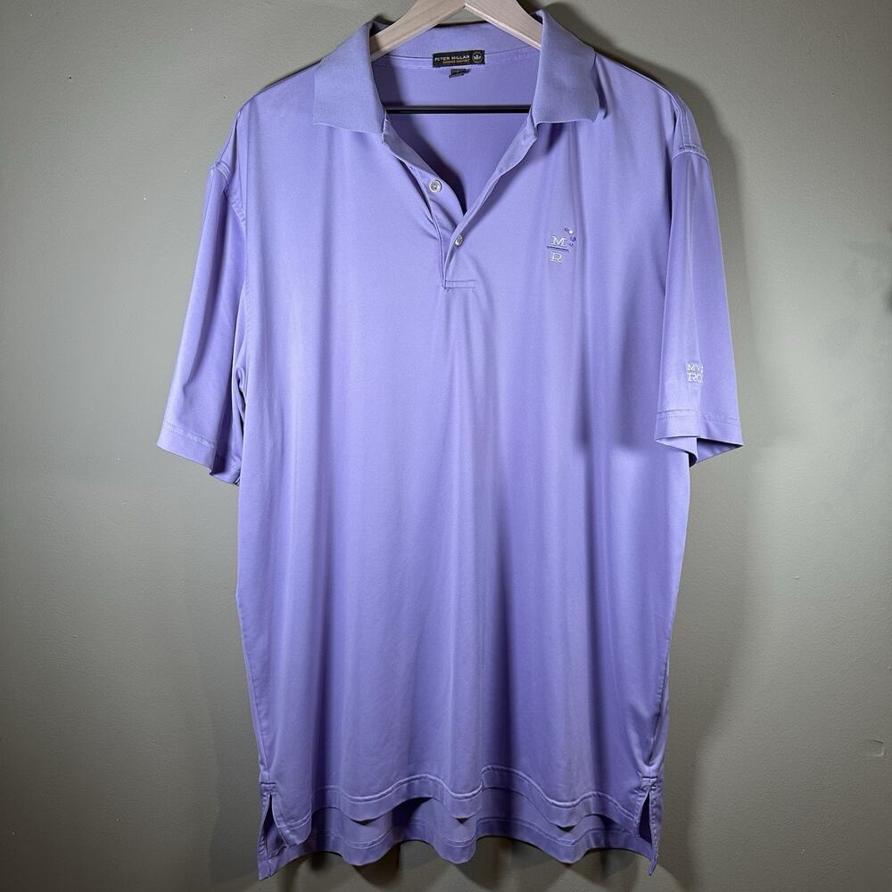 Peter Millar Summer Comfort Men’s L Lilac Purple Mystic Rock Golf Polo Shirt